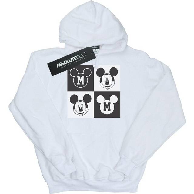 Disney Womens/Ladies Mickey Mouse Smiling Squares Hoodie XL white