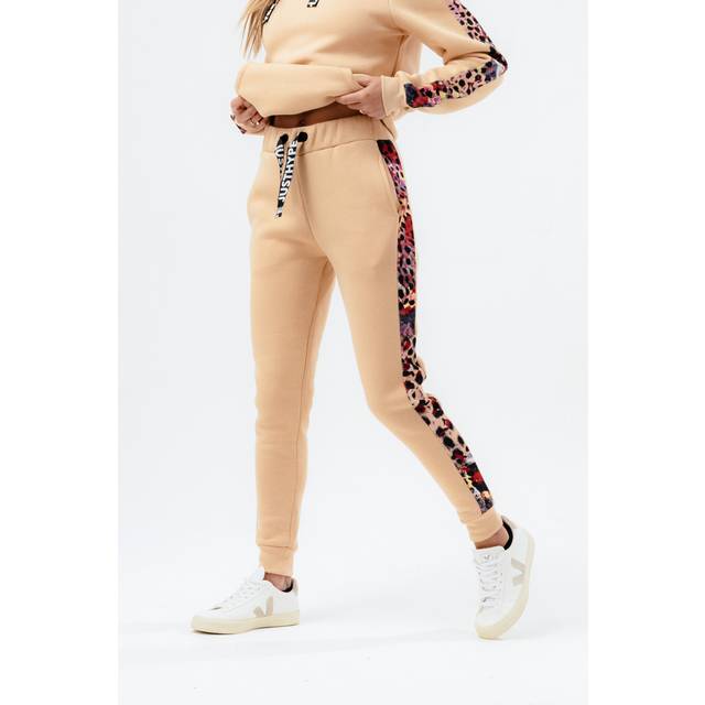 hype womens hazelnut animal print label joggers