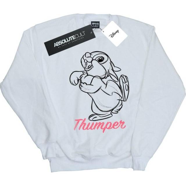 (XL, White) Disney Womens/Ladies Bambi Thumper Line Drawing Sweatshirt