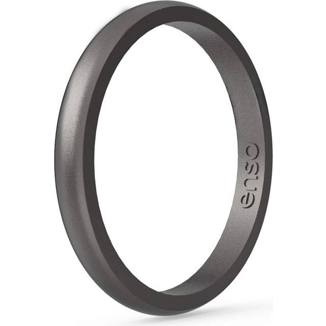 Enso Rings Halo Elements Silicone Ring - Stackable Wedding Engagement Band - Thin Minimalist Band - 2.54mm Wide, 1.5mm Thick - Platinum-Colored, Size