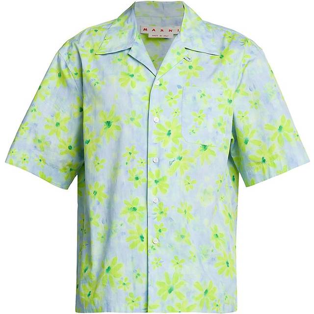 Marni, Skjorta, Herr, L, Bomull, Poplin Bowling Skjorta med Paradmönster - multicolor (L)