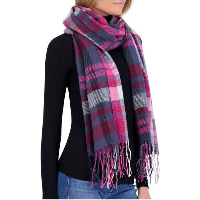 Market & Layne Winter Scarfs for Women Cold Weather - Plaid Winter Scarf Soft Cashmere Feel Warm Long Oversized Ladies Scarves for Winter (Pink/Berry)