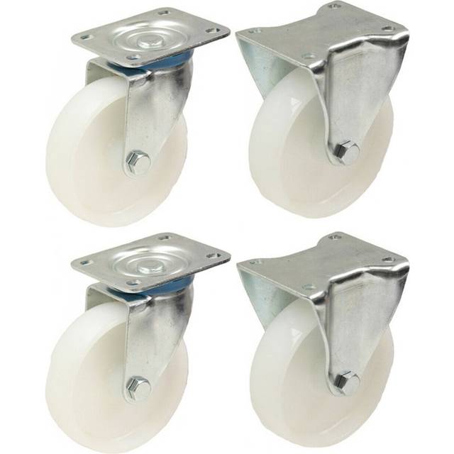 "4 - 80mm 3"" inch nylon castors - heavy duty swivel & fixed castor set 120kg each"
