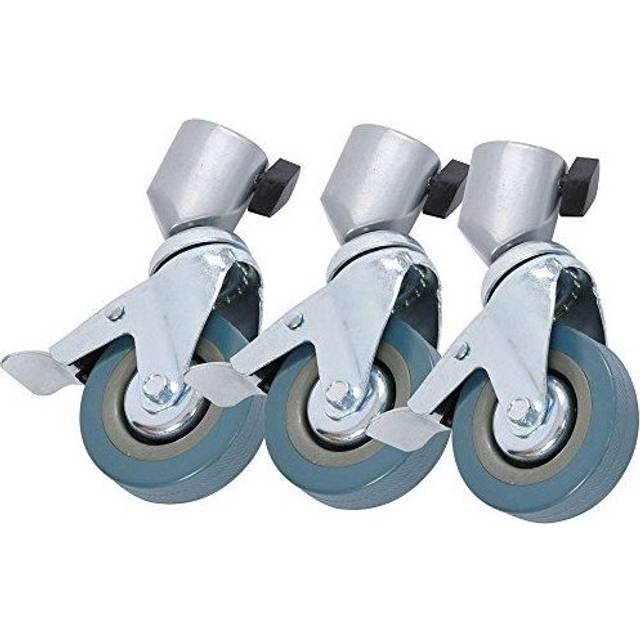 "3 Packs Lockable Rubber Tripod Stand Swivel 3"" Caster Wheel with Brake for 25mm dia legs Studio Lighting Kit"