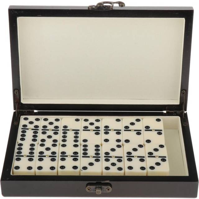 Vintage Domino Tiles Set 28pcs Classic Travel Funny Board Games w/ Wood Case for Kids Adults 2-4 Players