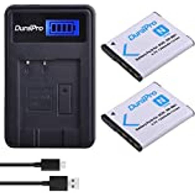 DuraPro 2Pcs NP-BN1 Battery + LCD USB Charger for Sony Cyber-Shot DSC-W800,DSC-WX220,DSC-W830,DSC-W810,Sony DSC-QX30,DSC-QX100,DSC-QX10 Digital Camera