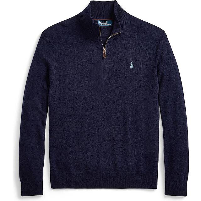 Half Zip-Up Wool Jumper - Navy Blue - S