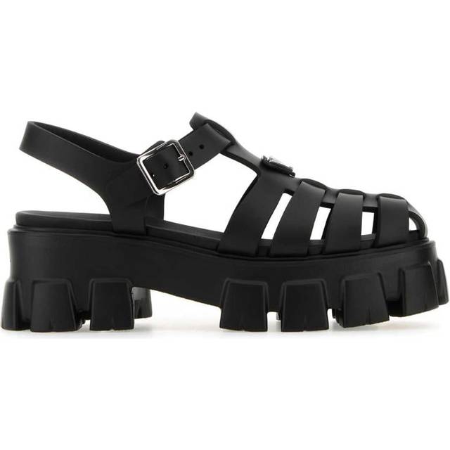 Prada Rubber Sandals - Black   - 40 IT