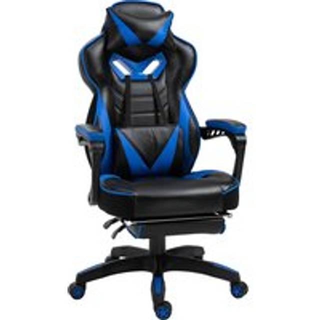 Vinsetto Ergonomic Racing Gaming Chair Office Desk Chair Adjustable Height Recliner w/ Wheels, Headrest, Lumbar, Footrest, Blue Aosom UK