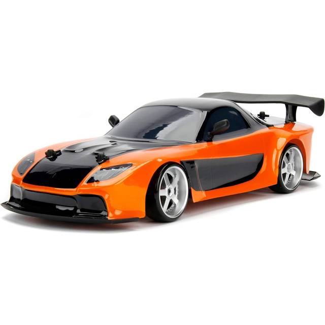 JADA 253209001 Fast And The Furious Toys Fast & Furious Mazda RX-7 RC Car with Radio Remote Control, Drift Function, 4 Tyres, USB Charging, Scale