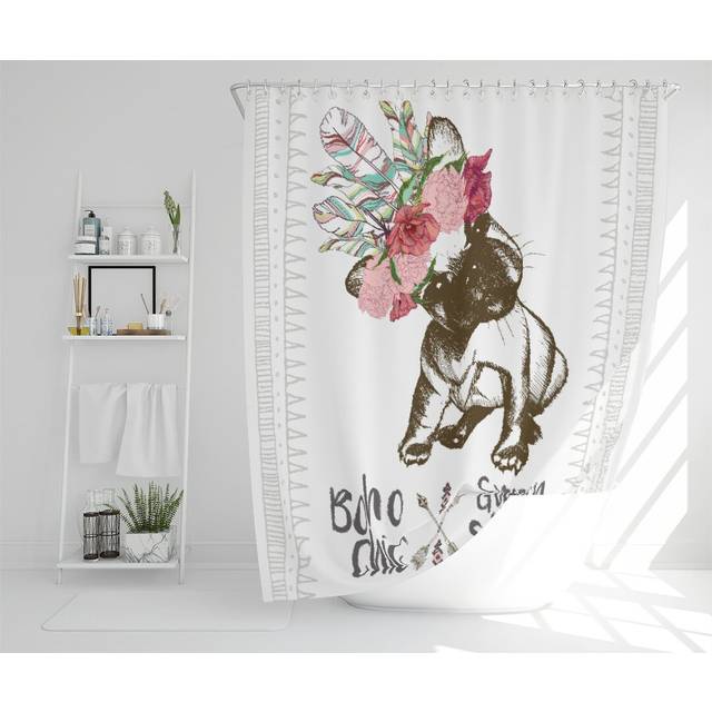 Portrait Of French Bulldog Puppy Designer Shower Curtain (167cm H X 167cm W)