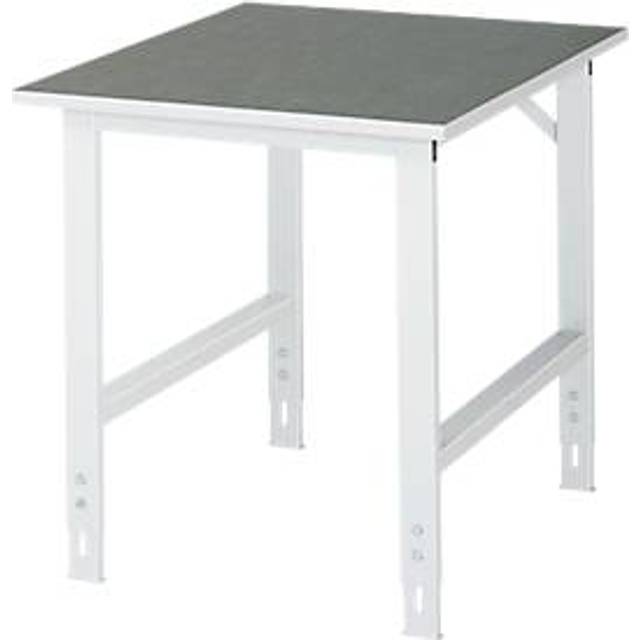Arbeitstisch B750xT1000xH760-1080mm, Arbeitsplatte Linoleum Gestell lichtgrau