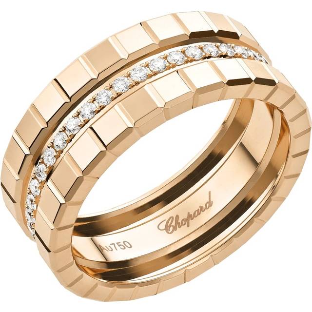 Chopard Ice Cube 18ct Rose Gold Diamond Double Medium Ring - 50