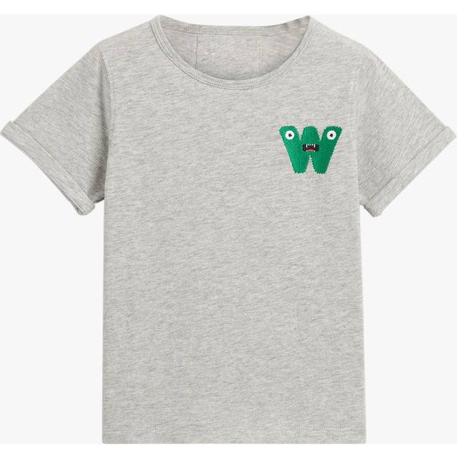 Whistles Kids' Organic Cotton Monster Embroidered T-Shirt