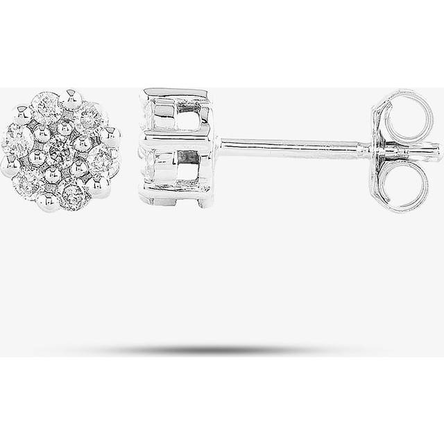 9ct White Gold 0.12ct Diamond Flower Stud Earrings THE17445-12 - Silver