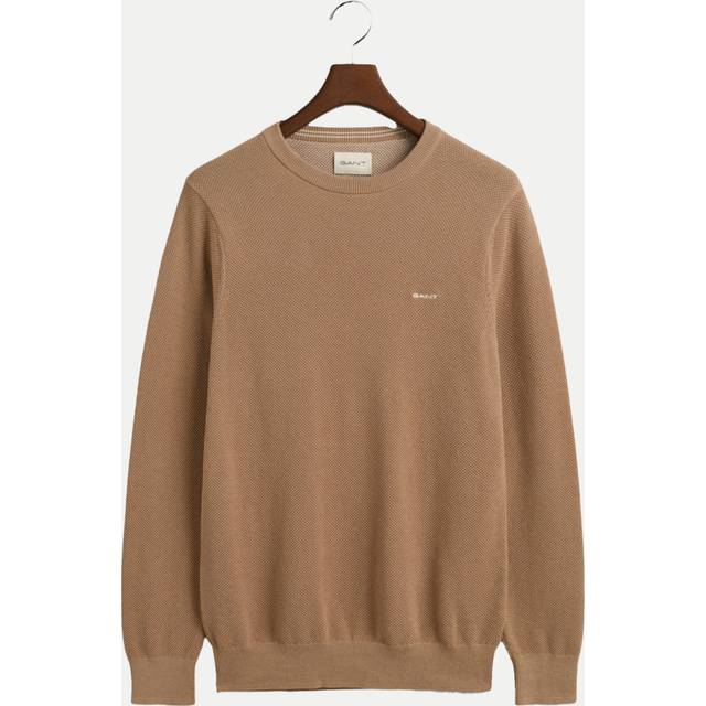 Gant Cotton Pique C-Neck Stickade tröjor Beige