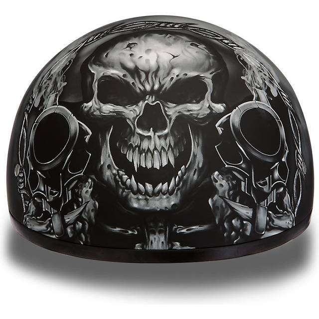 Daytona HELMETS Motorcycle Half Helmet Skull Cap- Guns 100% DOT Approved