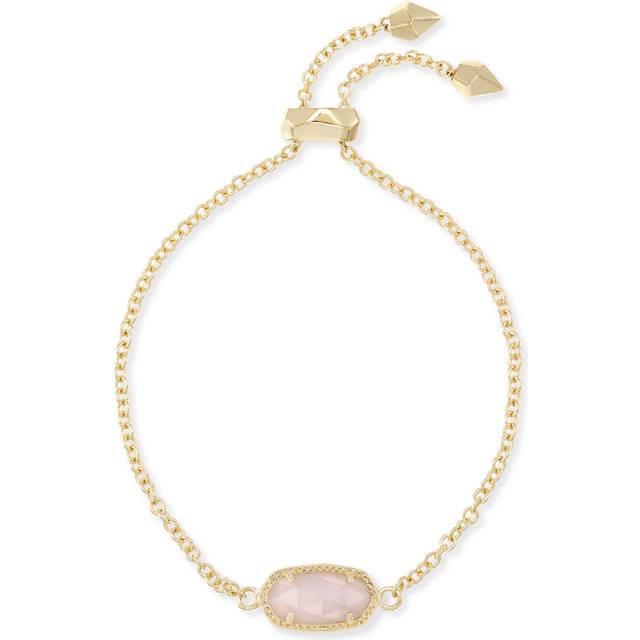 Kendra Scott Elaina Link Chain Bracelet for Women Dainty Fashion Jewelry 14k Gold-Plated Rose Quartz
