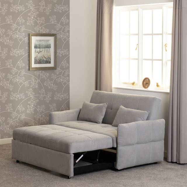Seconique Chelsea 2 Seater Silver Grey Fabric Sofa Bed