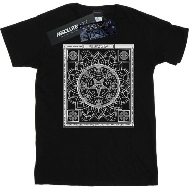 Pentagram Pattern Cotton Boyfriend T-Shirt - Black - XXL