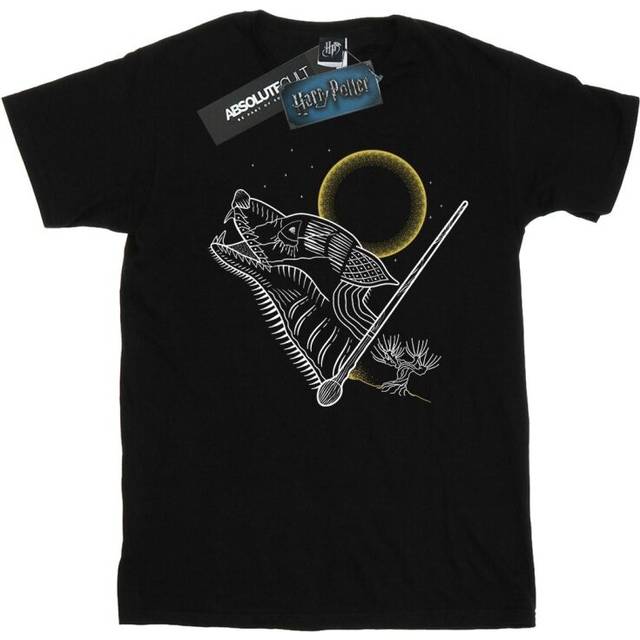 Werewolf Line Art T-Shirt - Black - XXL