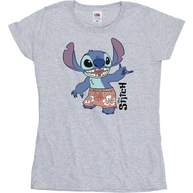 (XL, Sports Grey) Disney Womens/Ladies Lilo & Stitch Bermuda Shorts Cotton T-Shirt