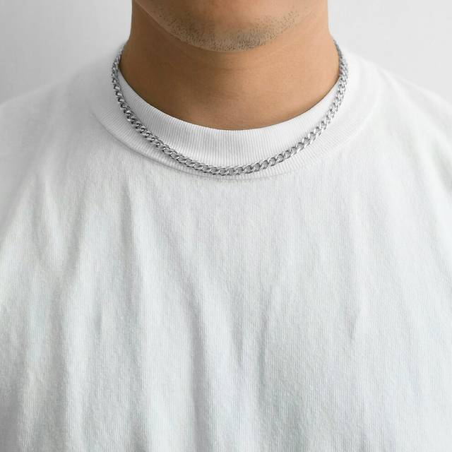 Philip Jones Men's 6mm Stainless Steel 24 Inch Curb Chain Necklace