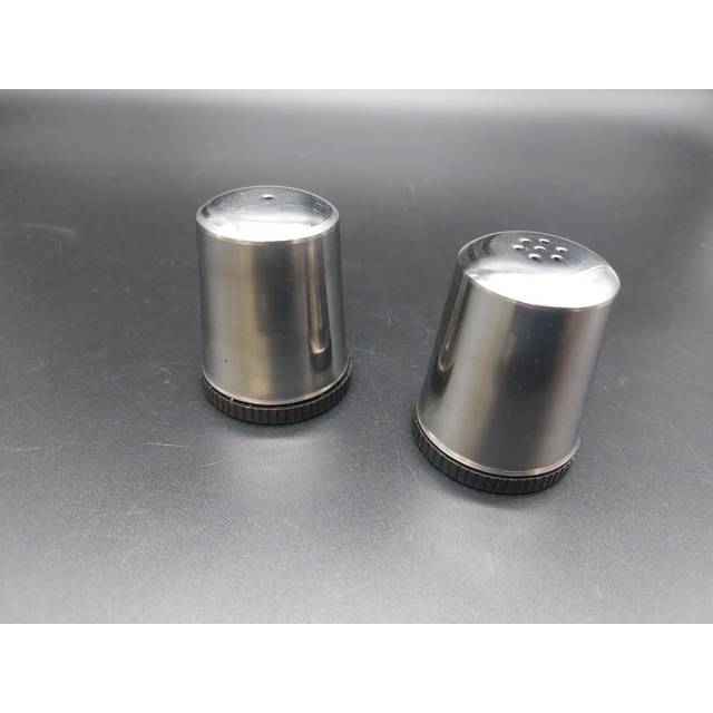 Salt and Pepper Shaker Pots Set Mini Stainless Steel Cruet x2