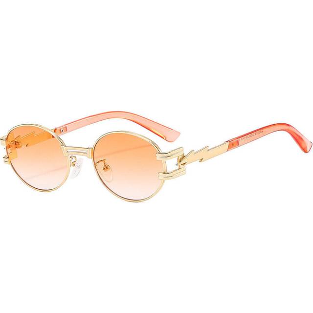 (C7) Fashion Round Sunglasses Mens Women Luxury Gold Metal Bar Hip Hop Shades Glasses