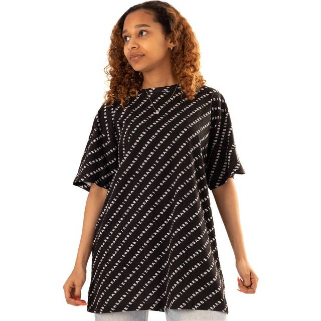 (L, Black) Barbie Womens/Ladies All-Over Print Logo Oversized T-Shirt