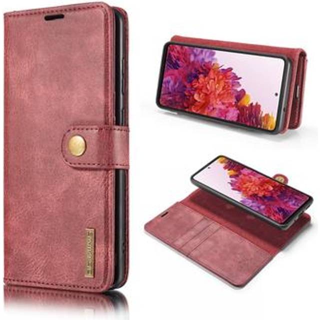 Samsung Galaxy S20 FE DG.Ming 2-i-1 Löstagbar Läder Plånboksfodral - Vinröd