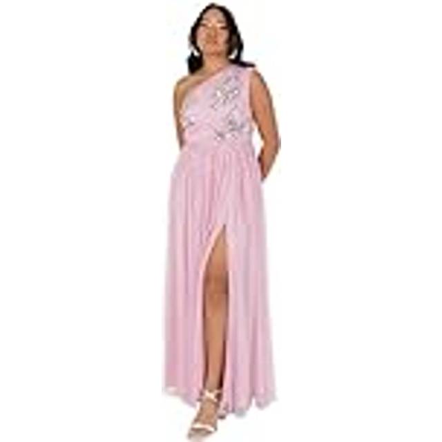 One Shoulder Embellished Maxi Dress - Pink - 18