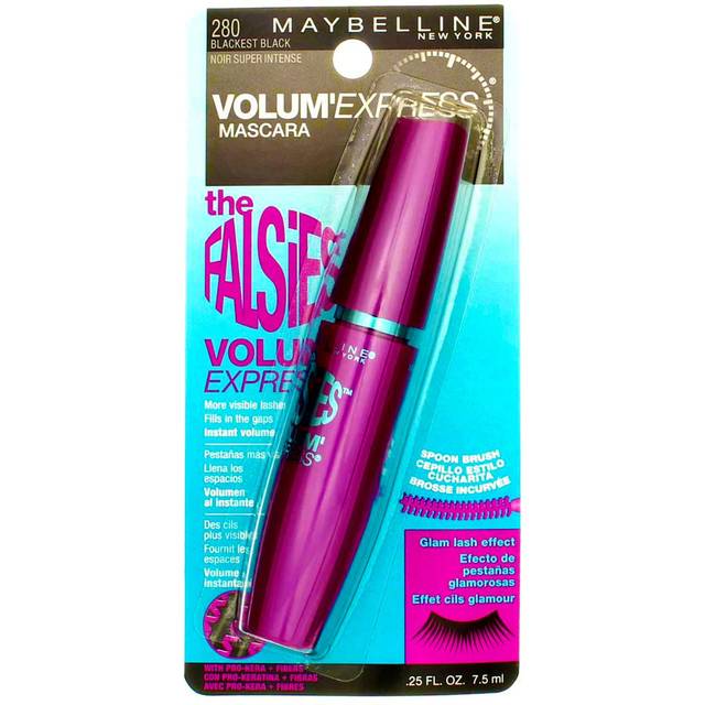 Maybelline Volum Express Falsies Volumizing, Washable Mascara, Blackest Black, 2 count