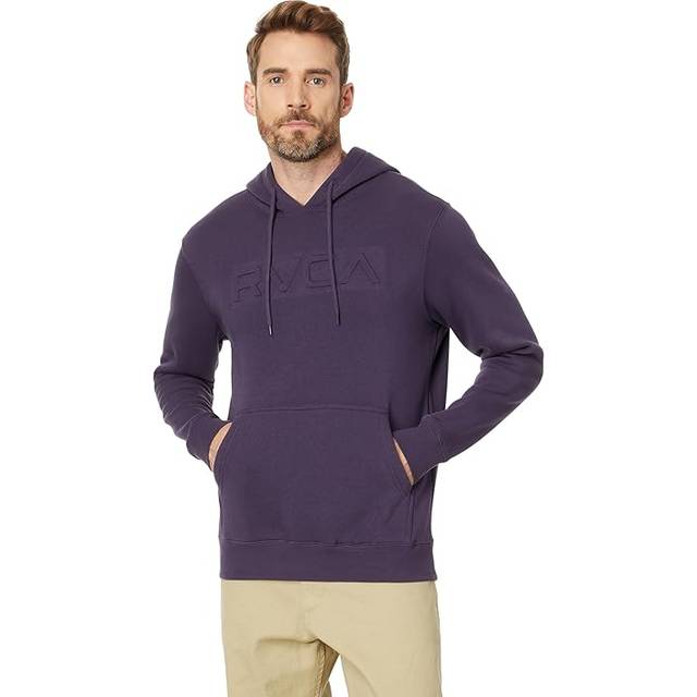 RVCA Mens Regular Fit Hoodie - Big RVCA Embossed Hoodie (Dark Plum  Me