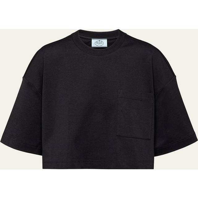 Interlock Knit Cropped Cotton T-Shirt - NERO - Medium