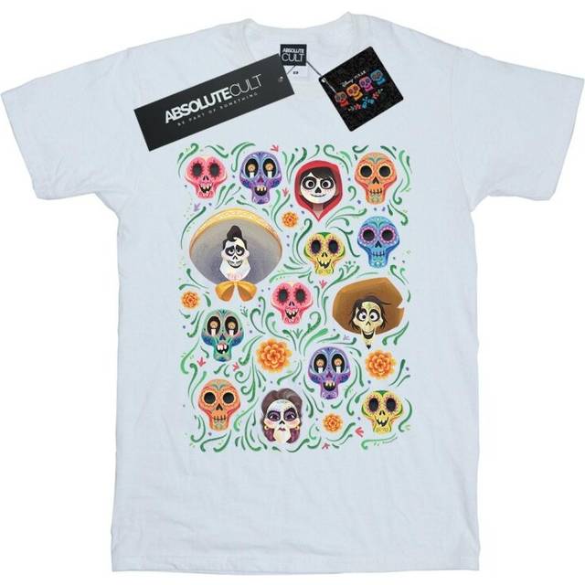 (M, White) Disney Mens Coco Heads Pattern T-Shirt