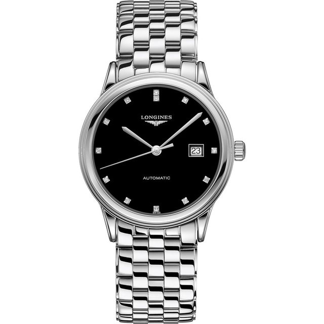 LONGINES Flagship Automatic Diamond 40MM Men's Watch L4.984.4.57.6 / L49844576 - Black - 40 mm