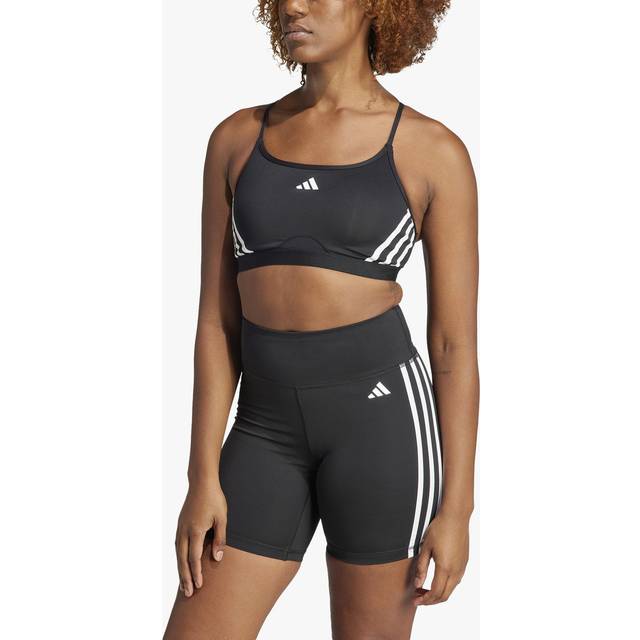 adidas Womens Training Light Support Bra - Black - Black/White, Black/White, Size M, Women