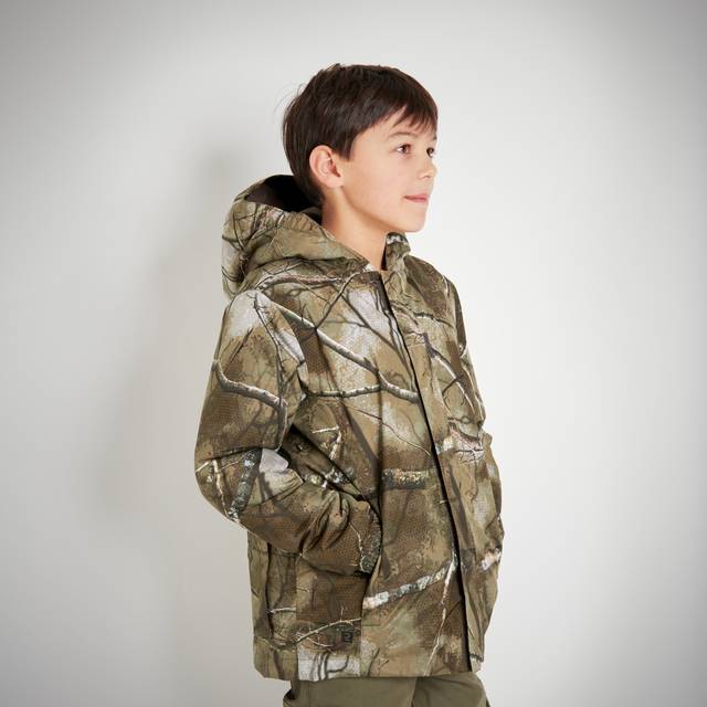 Kids Warm Jacket 100 Camouflage Treemetic - Green
