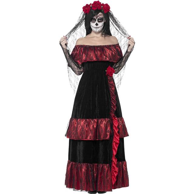 Smiffy's Adult Women's Day Of The Dead Bride Costume, Dress And Rose Veil, Day -  costume dead ladies fancy dress day bride halloween outfit corpse