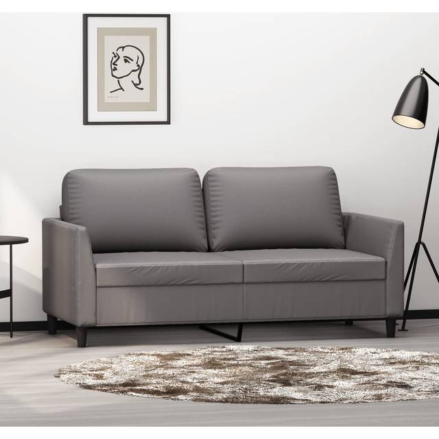 2-sitssoffa grå 140 cm konstläder