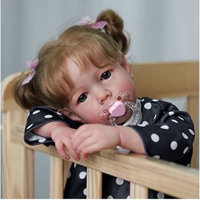 JIZHI Reborn Dolls - 17-Inch Velvety-Smooth Skin Realistic-Newborn Baby Dolls Blue Eyes Girl Real Life Baby Dolls with Toy Accessories Gift