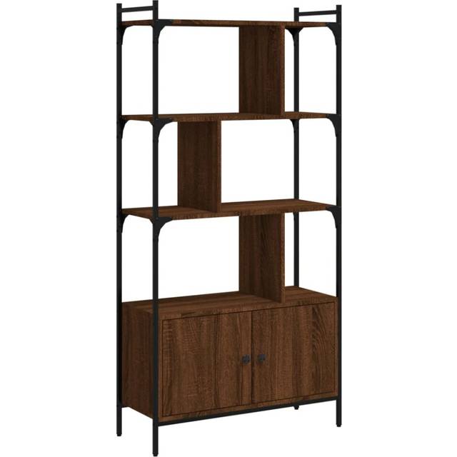 vidaXL Bookcase with Doors Brown Oak 76.5x30x154.5 cm Engineered Wood