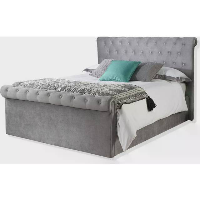 Aspire Chesterfield Lift Ottoman Bed - Grey - DOUBLE