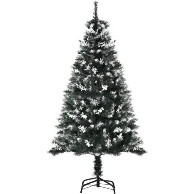 Christmas Time 5FT Artificial Snow Dipped Christmas Tree Xmas Pencil Tree Holiday Dark Green | TJ Hughes