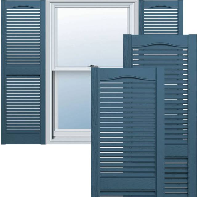 Ekena Millwork Lifetime Vinyl LL1S14X03900CB Standard Cathedral Top Center Mullion  Open Louver Vinyl Shutters  w/Installation Shutter-Lok's & Matchin