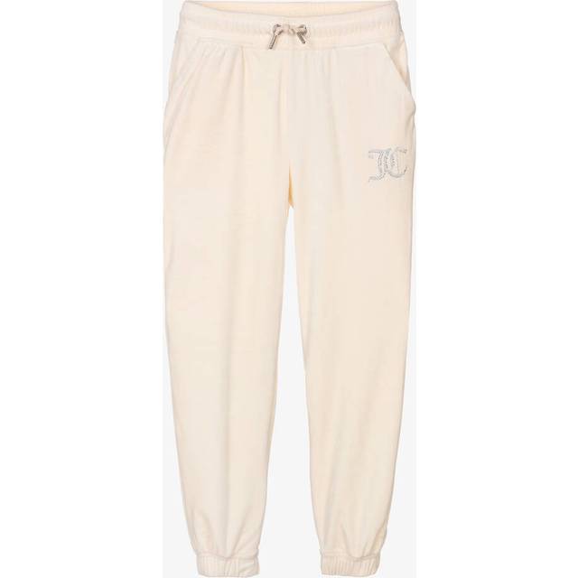 Juicy Couture Girls Diamante Velour Loose Joggers - Vanilla Ice, Cream, Size Age: 9-10 Years - age: 9-10 YEARS