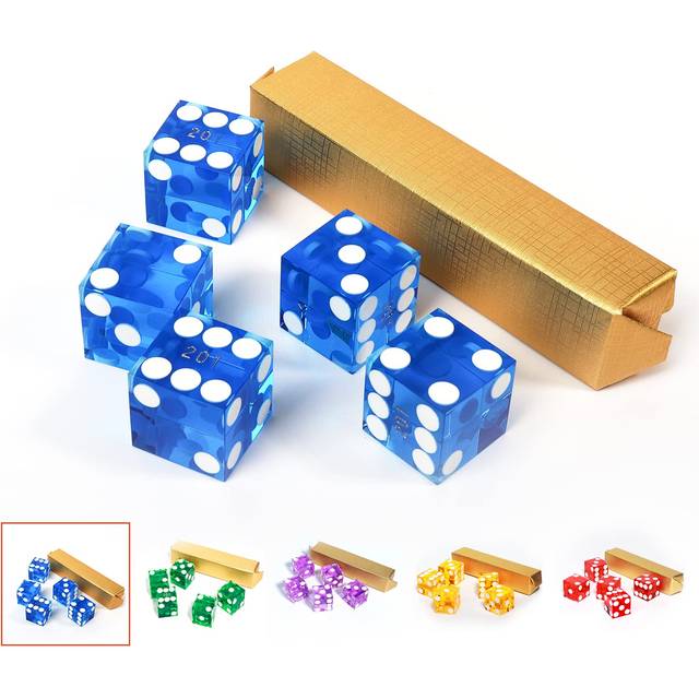 Casino Dice Game AAA Grade 19mm Pro Vegas Casino Style Craps Dice Set of 5 with Razor Sharp Edges & Matching Serialized Numbers for RPG  Dic