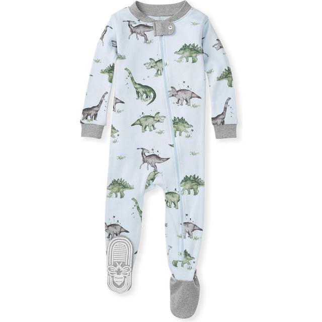 Burt's Bees Baby Baby Boys Pajamas  Zipfront Nonslip Footed Pjs  Organic Cotton Baby and Toddler Sleepers  Happy Herbivores  18 Months US