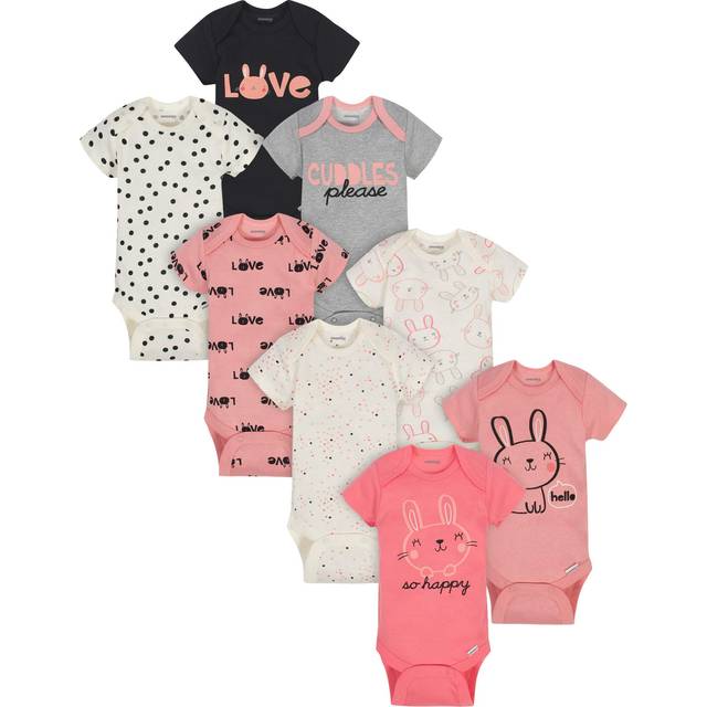 Onesies Brand Baby Girls' 8-Pack Short Sleeve Mix & Match Bodysuits  Cuddles & Love Bunny  0-3 Months